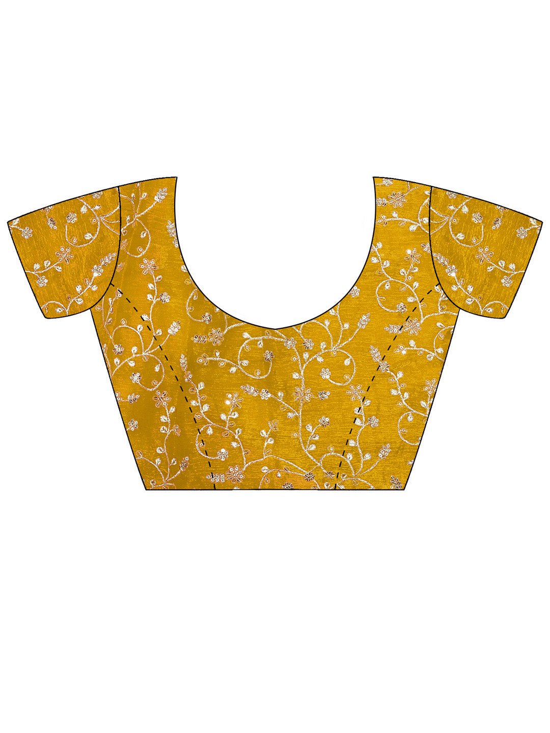 Mustard Yellow Embroidered Border Chiffon Saree - Ressa