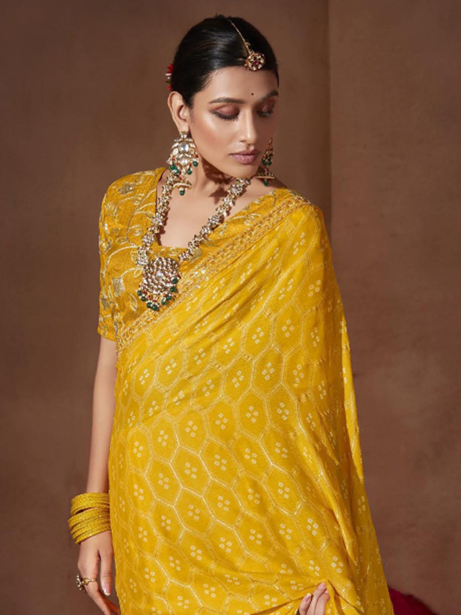 Mustard Yellow Georgette Saree - Ressa