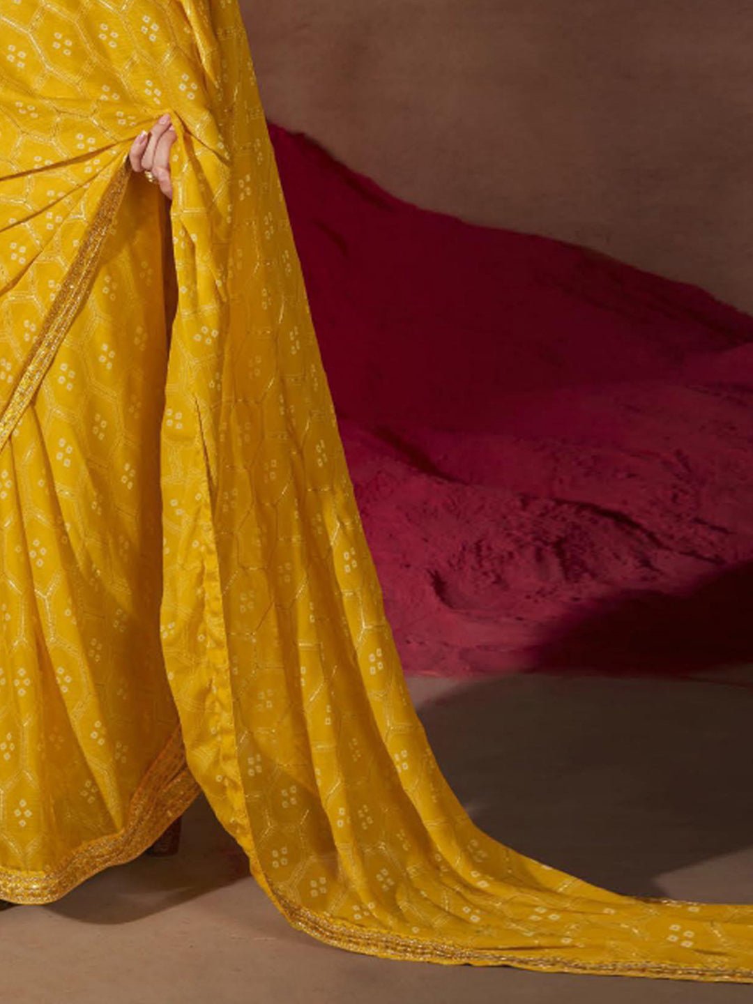 Mustard Yellow Georgette Saree - Ressa