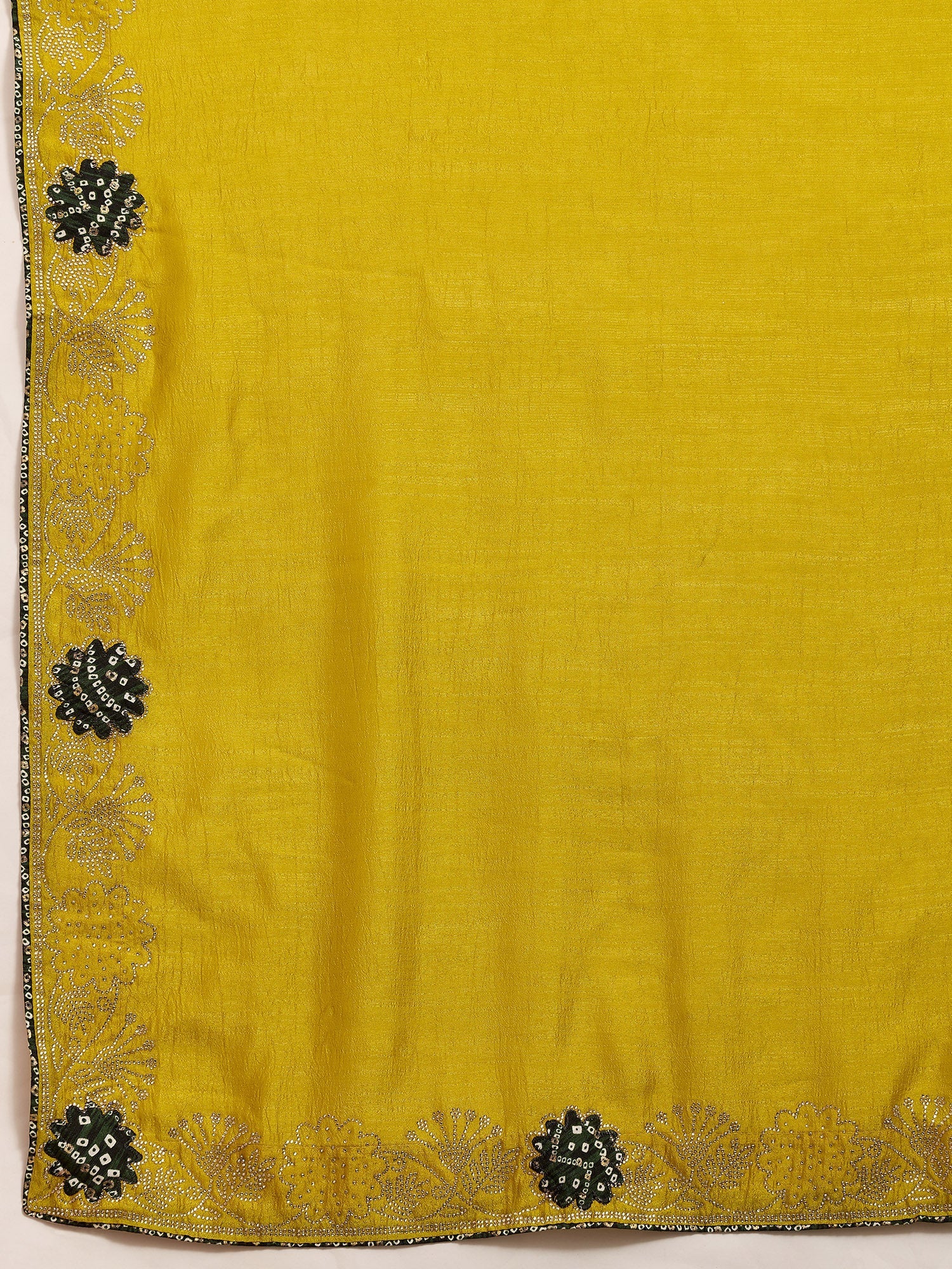 Mustard Yellow Georgette Saree with Bandhani Blouse - Ressa