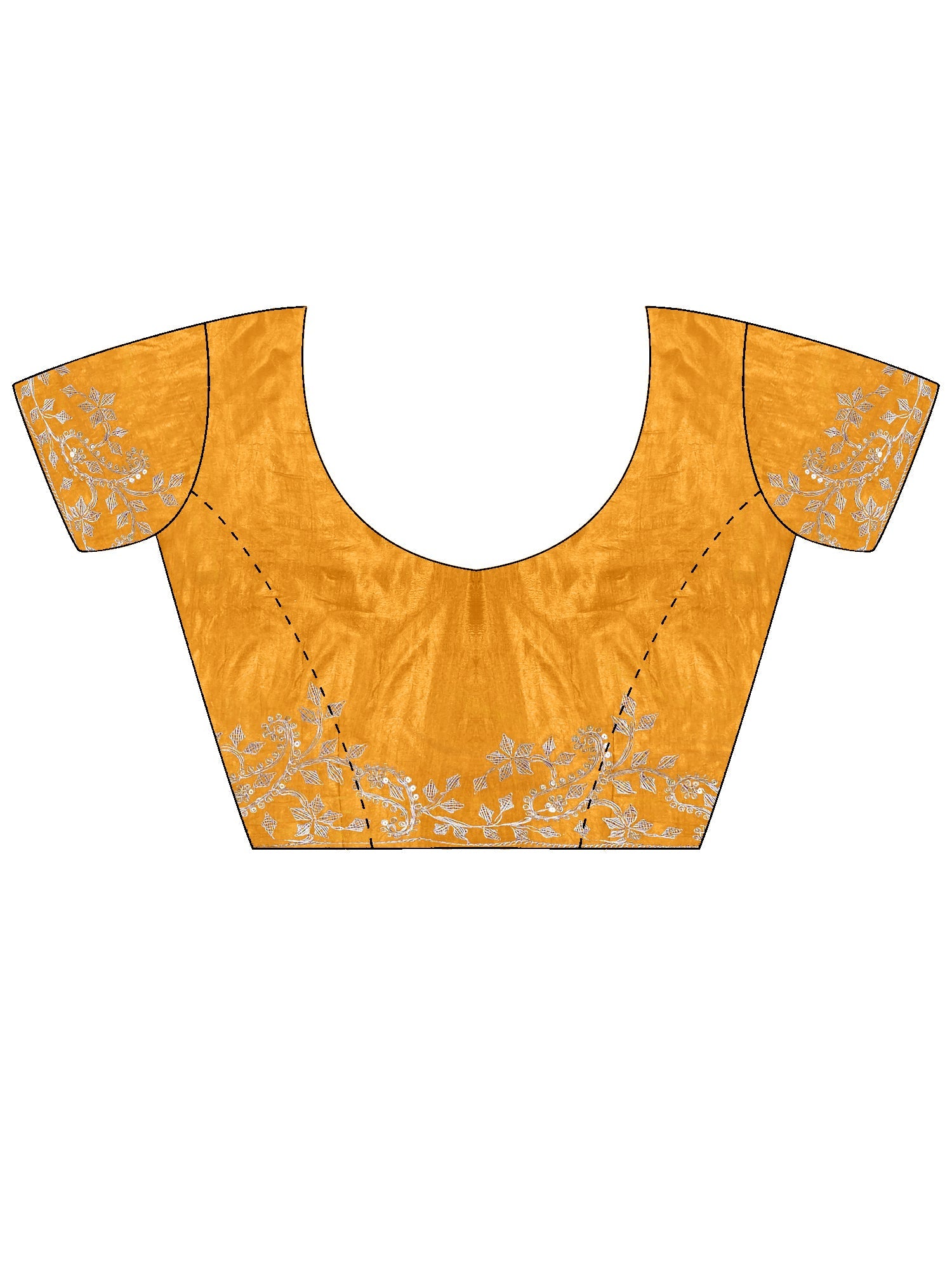 Mustard Yellow Georgette Saree with Scalloped Embroidery - Ressa