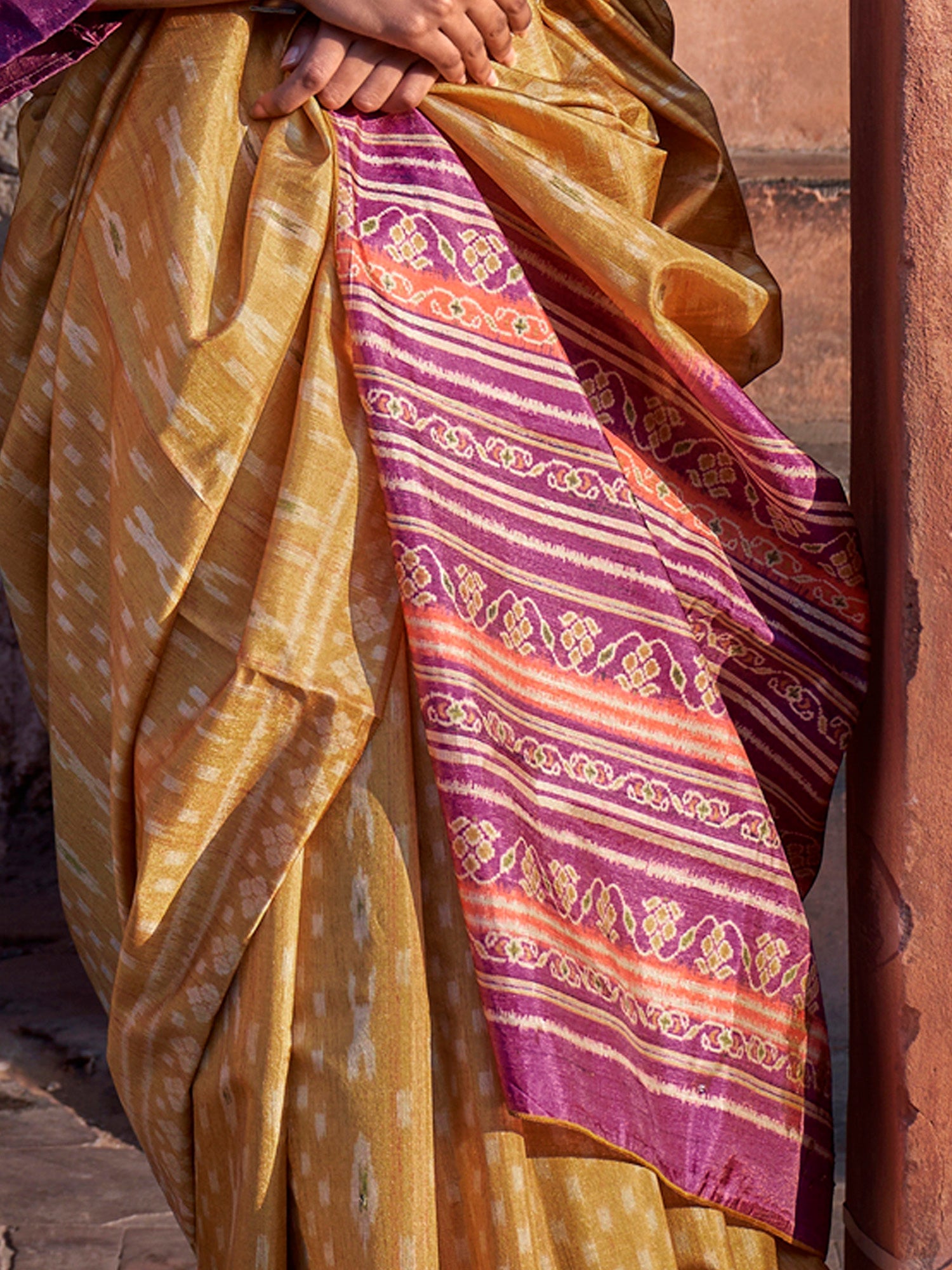 Mustard Yellow Patola Style Saree - Ressa