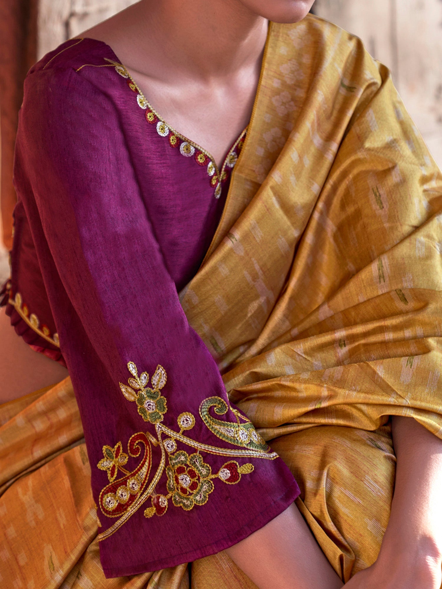 Mustard Yellow Patola Style Saree - Ressa