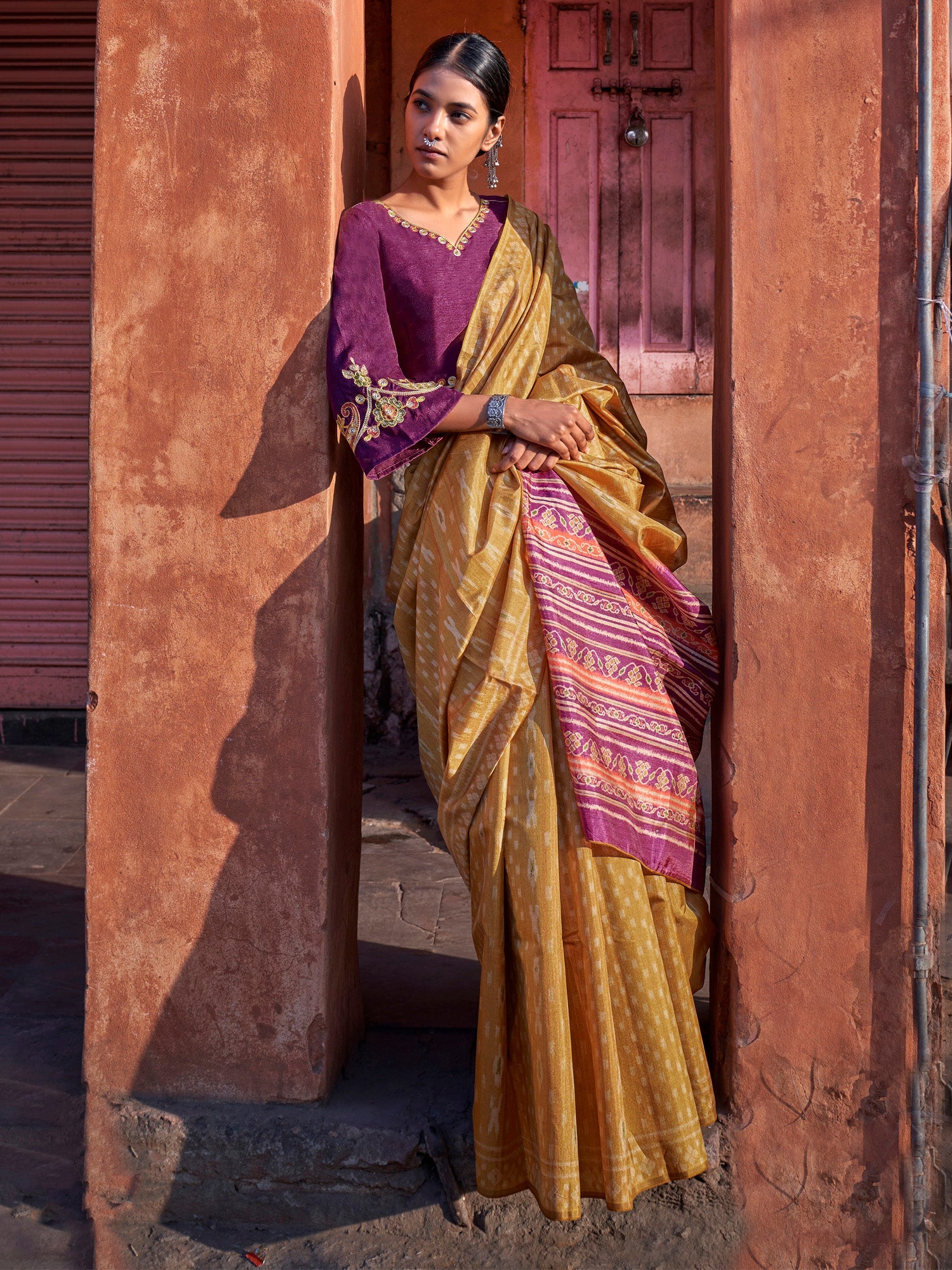 Mustard Yellow Patola Style Saree - Ressa