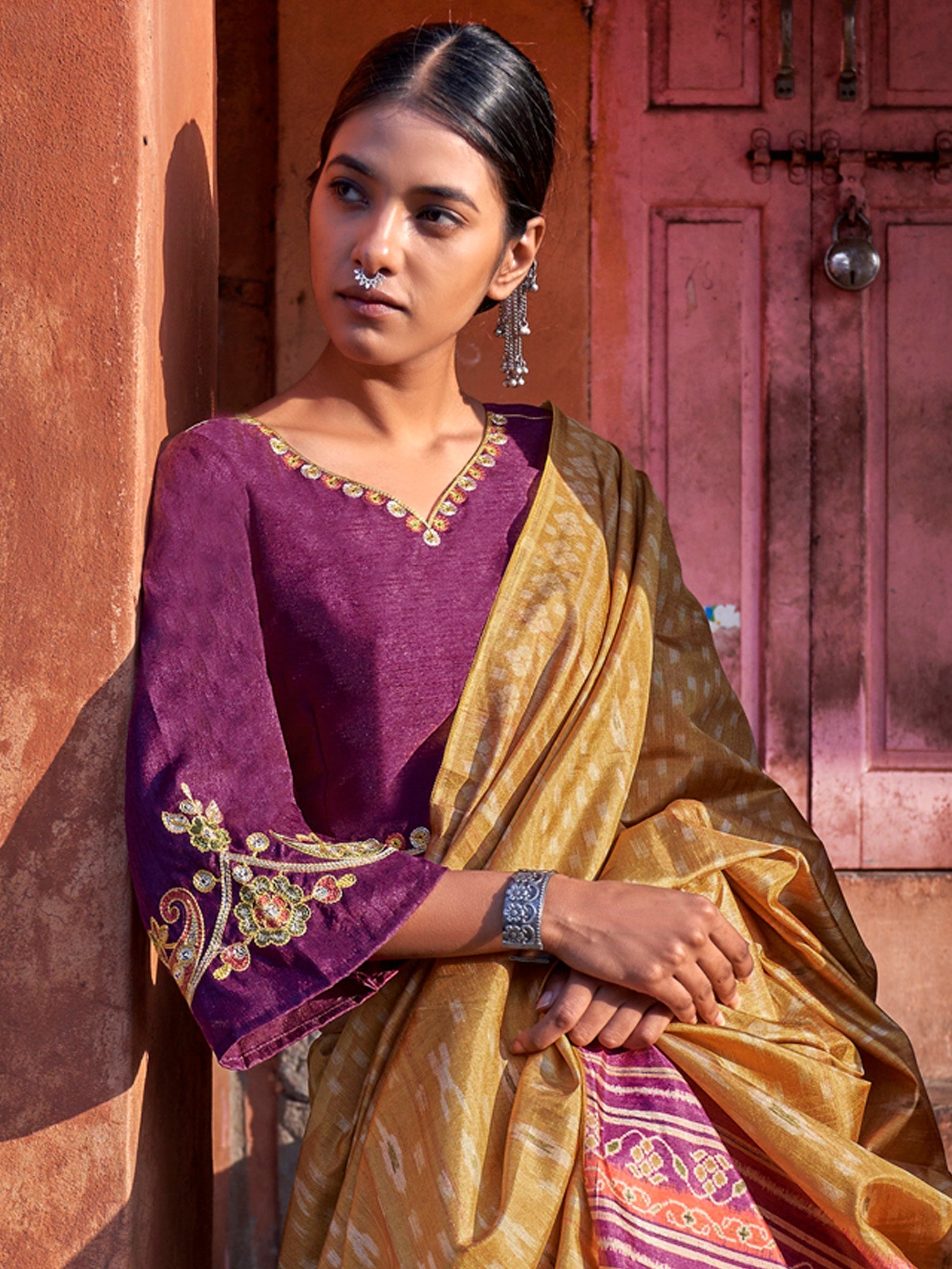 Mustard Yellow Patola Style Saree - Ressa