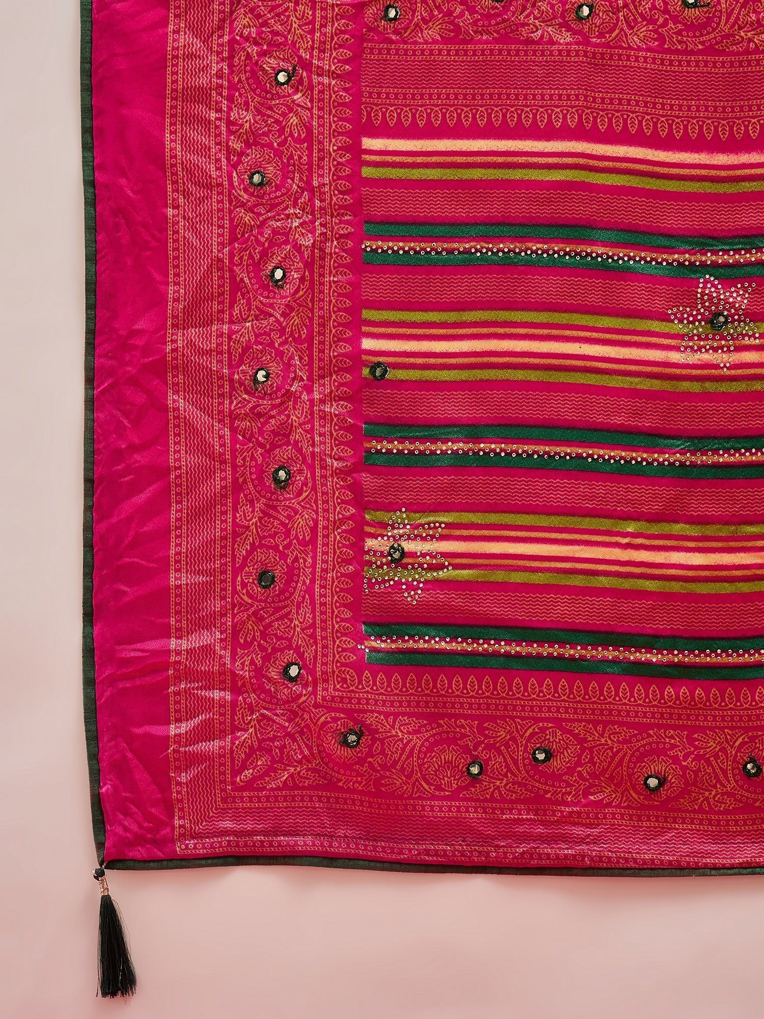 Mustard Yellow & Pink Traditional Bandhani - Ressa