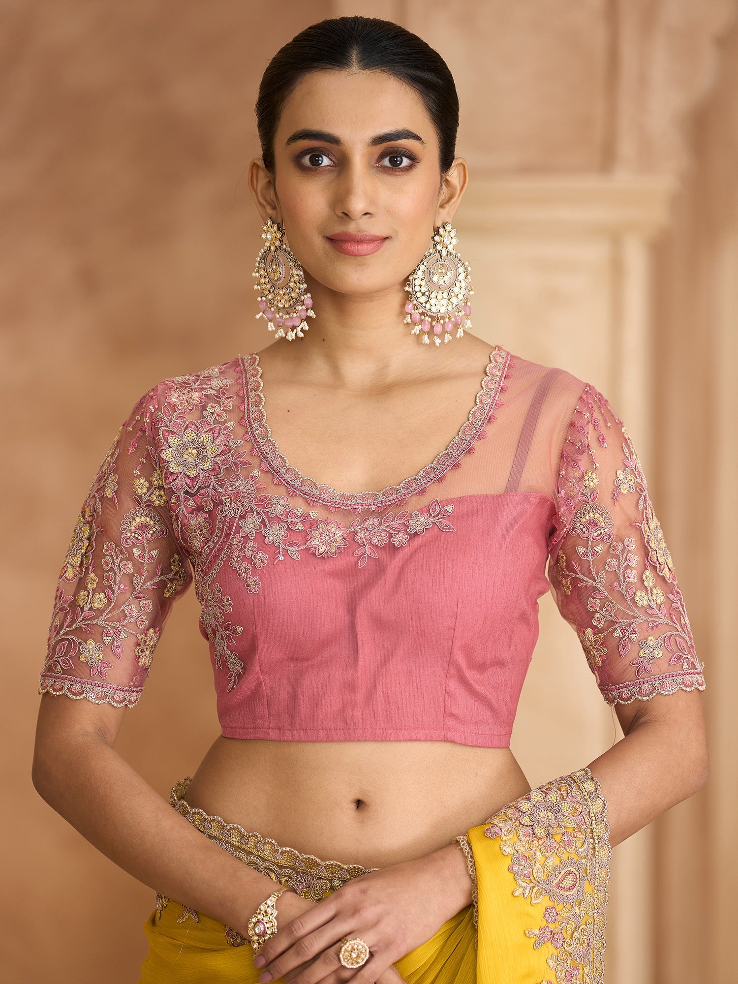 Mustard Yellow Plain Satin Saree - Ressa