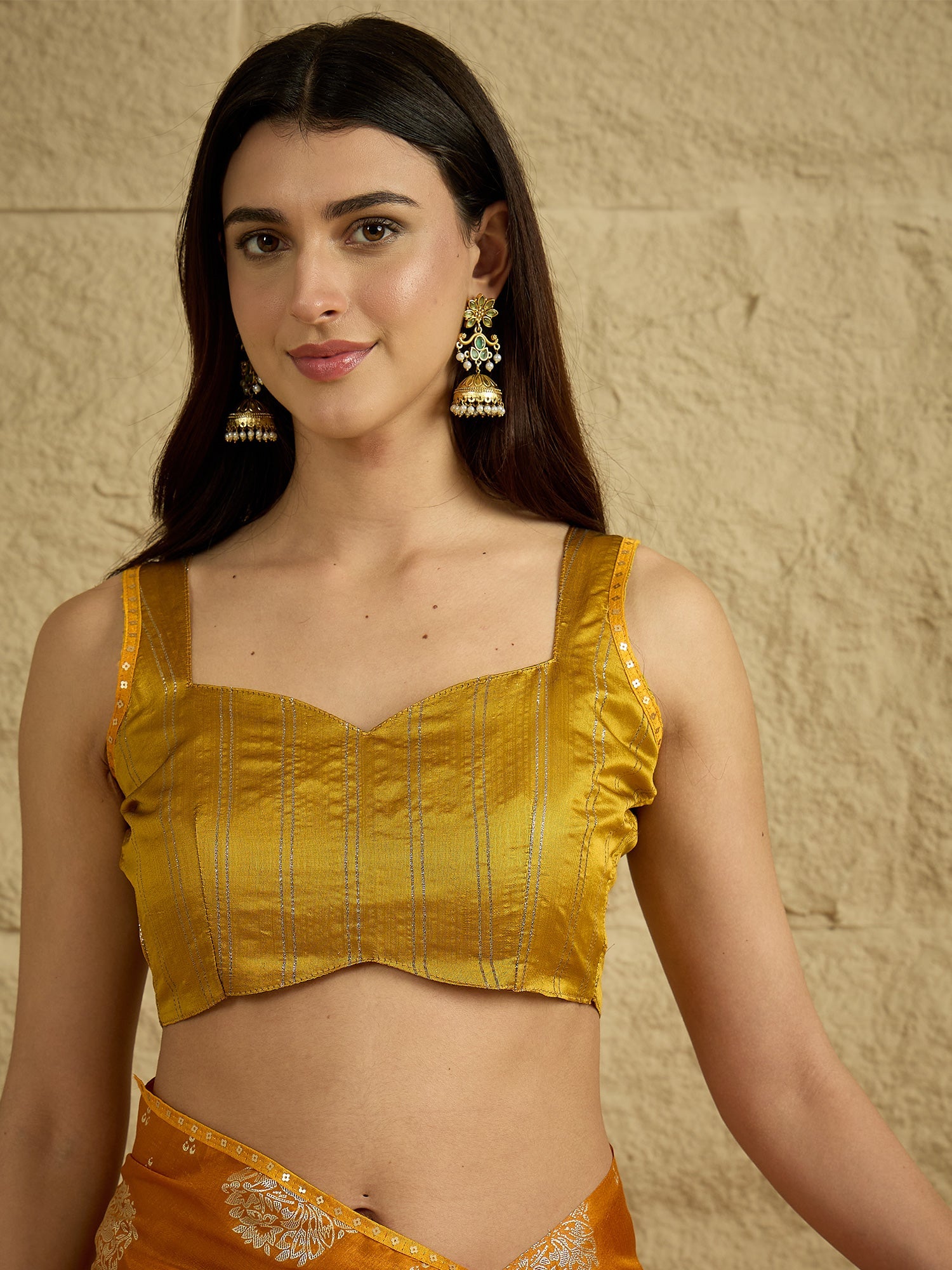 Mustard Yellow Silk Blend Traditional Woven Saree - Ressa