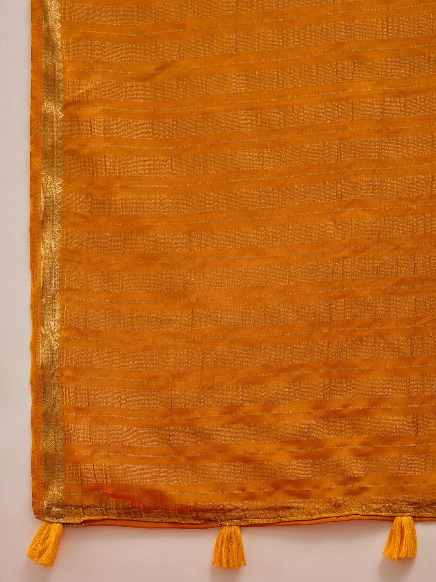 Mustard Yellow Silk Saree with Zari Border & Blouse Piece - Ressa