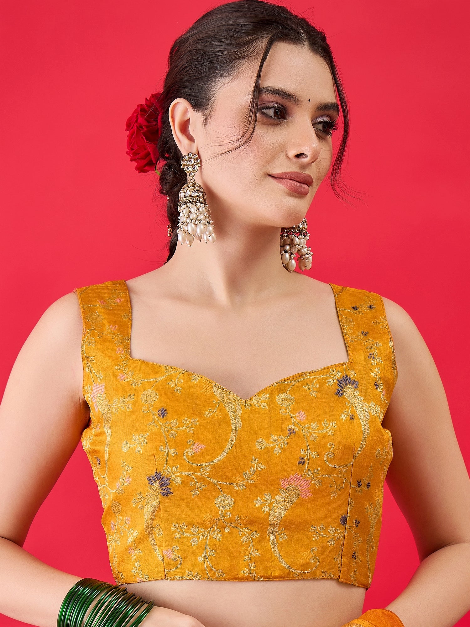 Mustard Yellow Silk Saree with Zari Border & Blouse Piece - Ressa