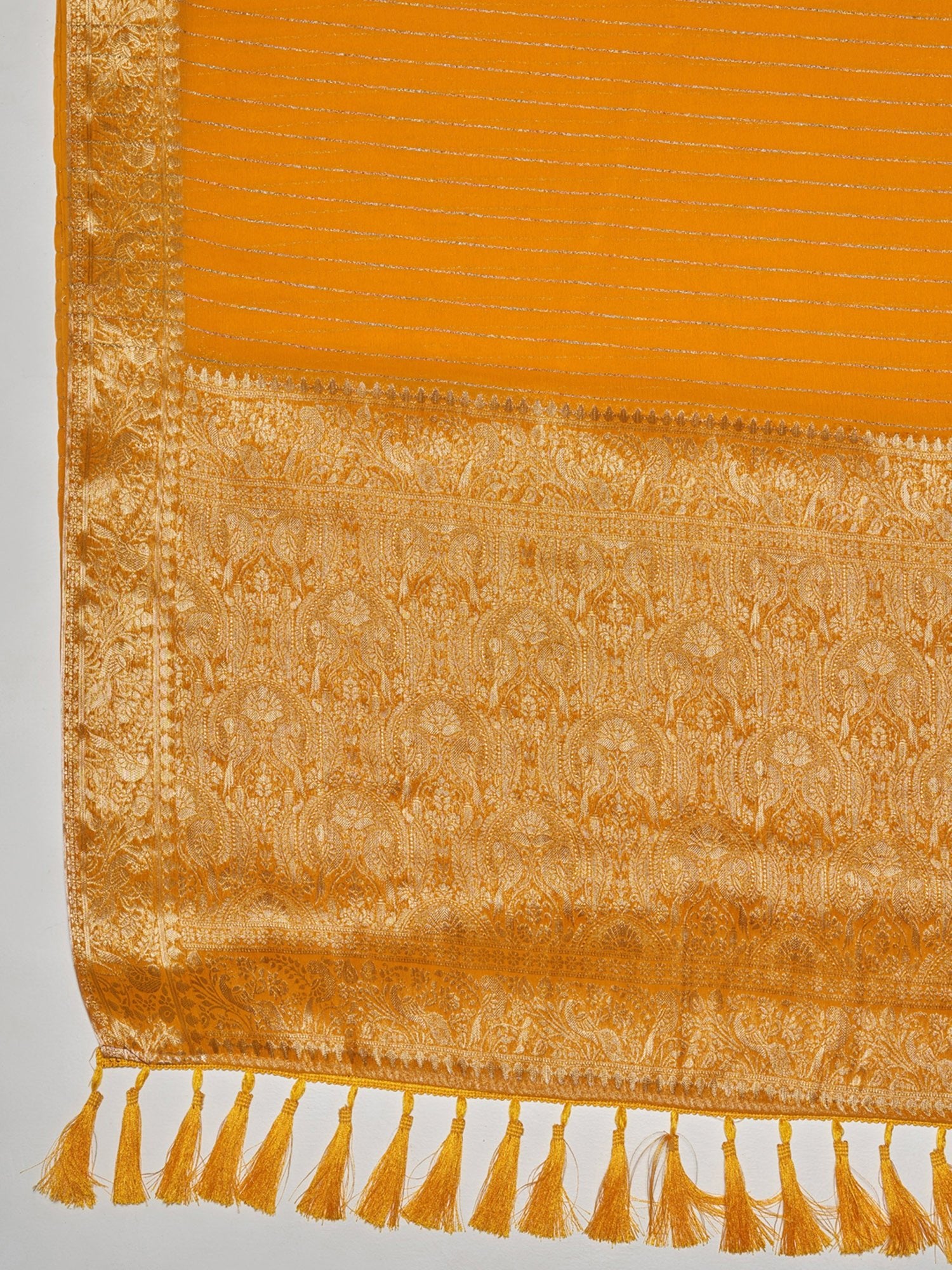 Mustard Yellow Silk Saree with Zari Weave - Ressa