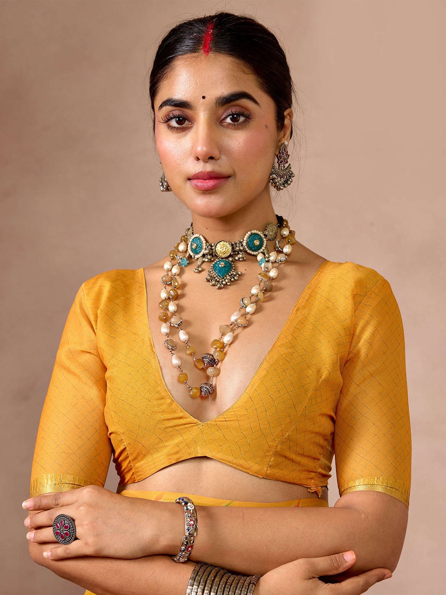 Mustard Yellow Striped Saree - Ressa