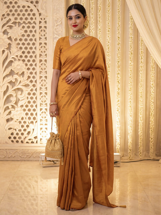 Mustard Yellow Tissue Silk Saree - Ressa