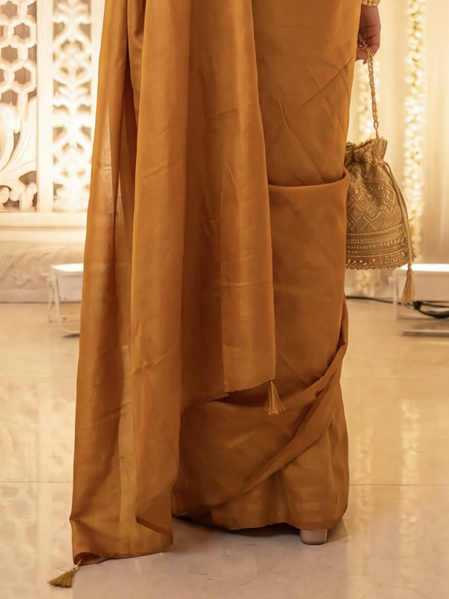Mustard Yellow Tissue Silk Saree - Ressa