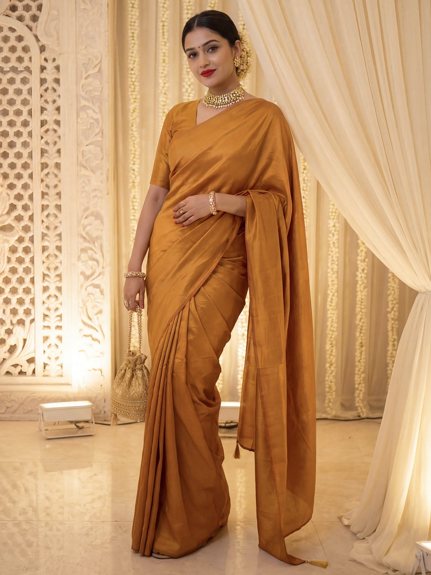 Mustard Yellow Tissue Silk Saree - Ressa