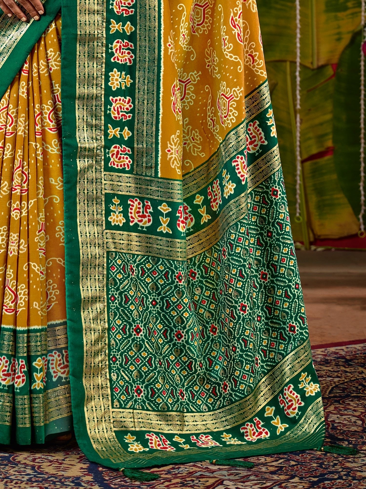 Mustard Yellow Tussa Silk Saree - Ressa