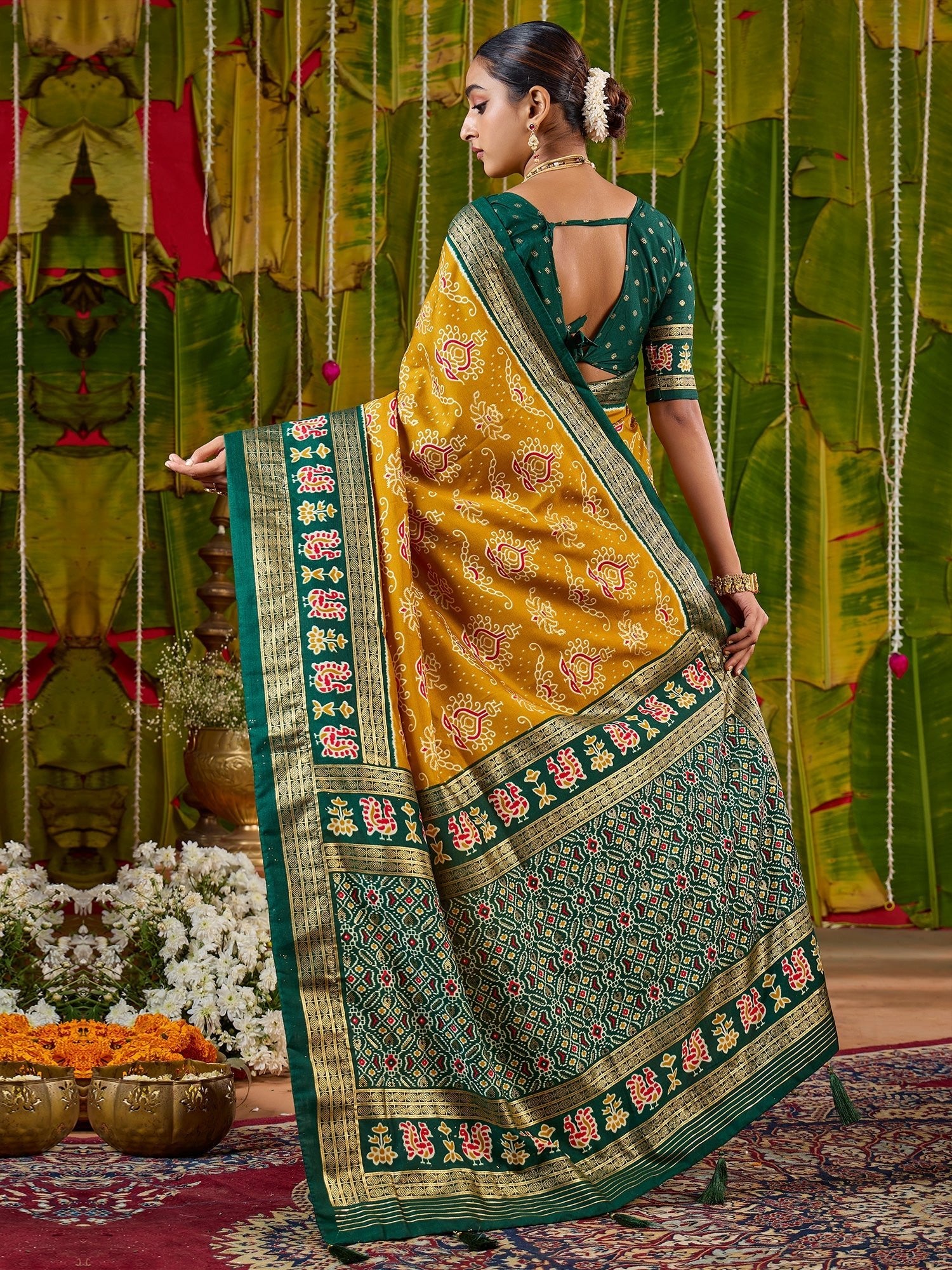 Mustard Yellow Tussa Silk Saree - Ressa