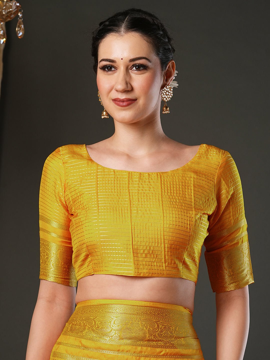 Mustard Yellow Viscose Zari Woven Saree - Ressa