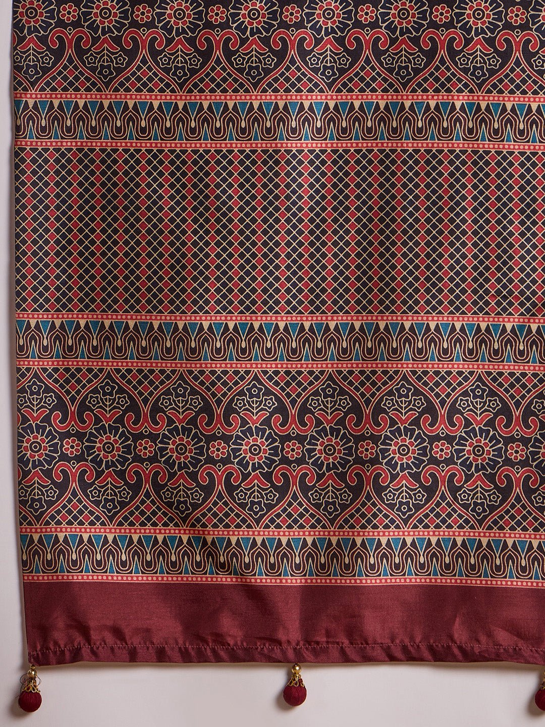 Navy Blue Ajrakh Block Printed Saree - Ressa