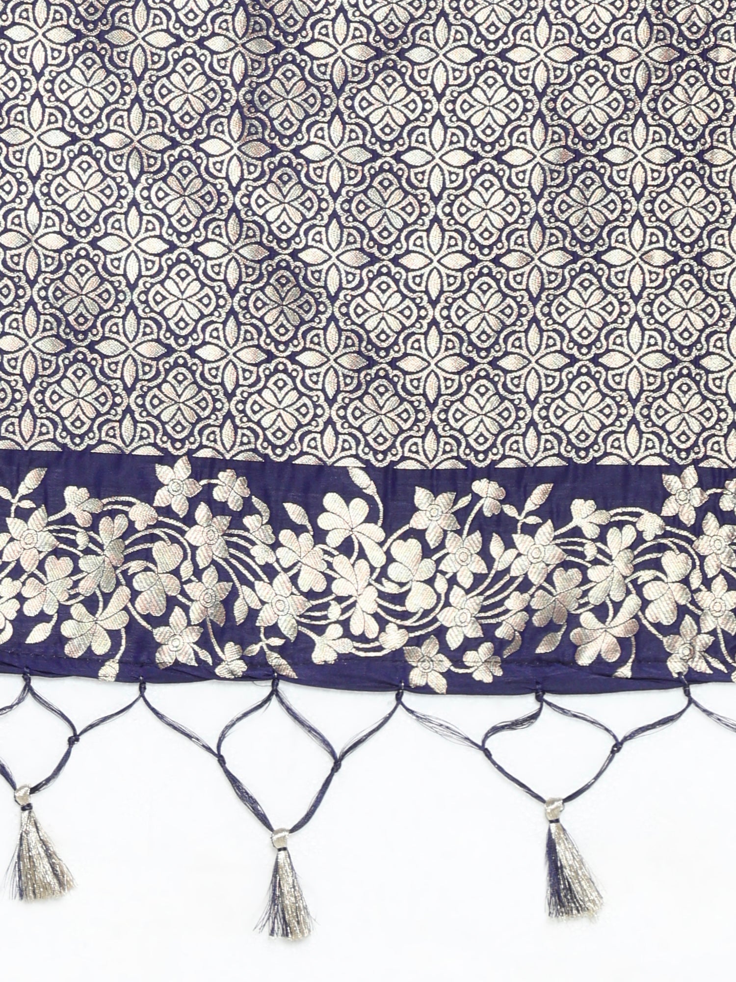 Navy Blue Banarasi Silk Saree - Ressa