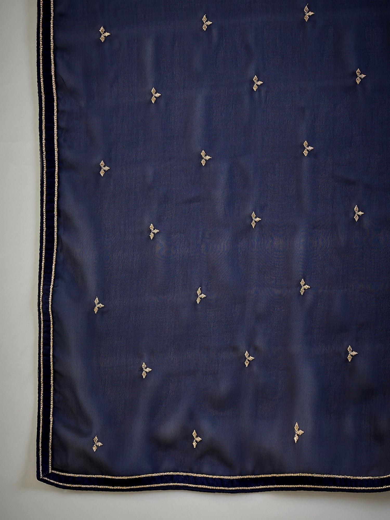 Navy Blue Chiffon Saree - Ressa