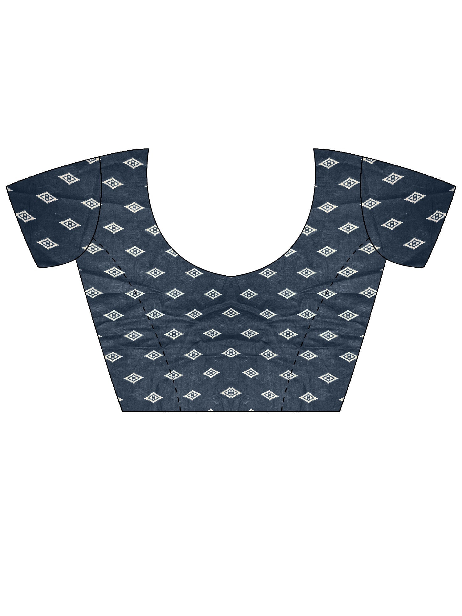 Navy Blue Cotton Printed Saree - Ressa