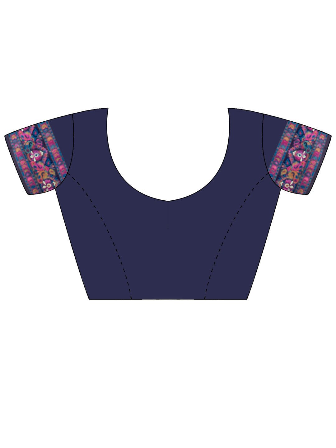 Navy Blue Floral Woven Design Saree - Ressa