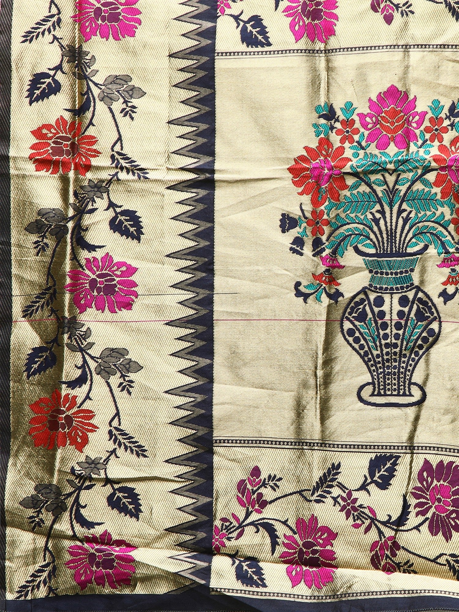 Navy Blue & Gold : Banarasi Silk Saree - Ressa