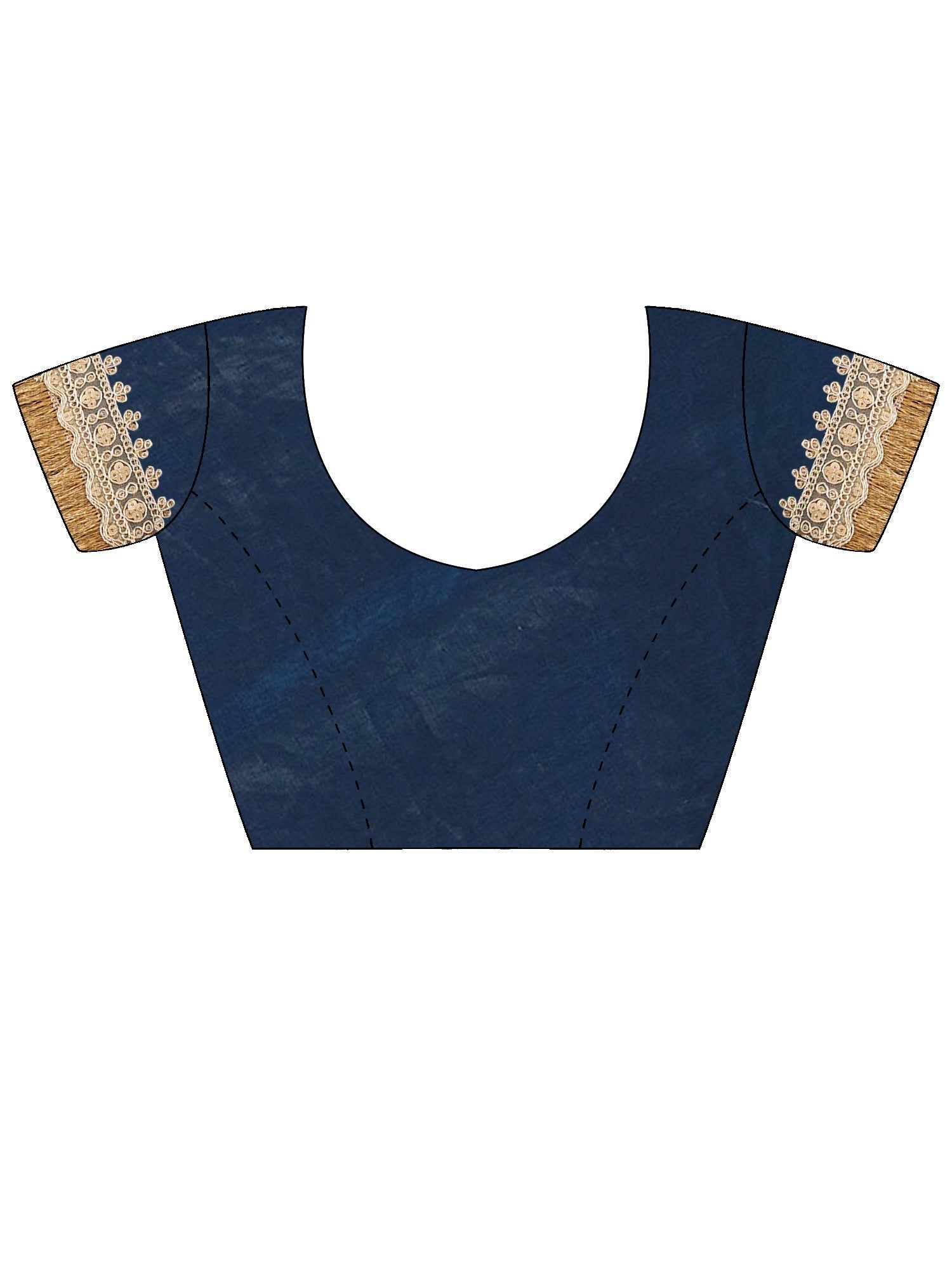 Navy Blue Organza Saree with Mirror-Work Border - Ressa