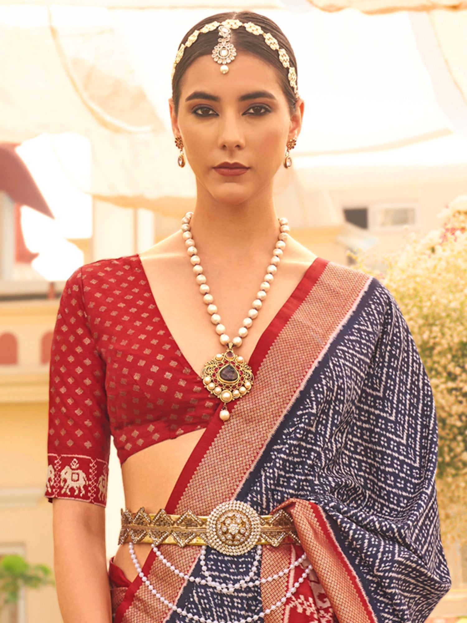Navy Blue Patola Silk Saree - Ressa