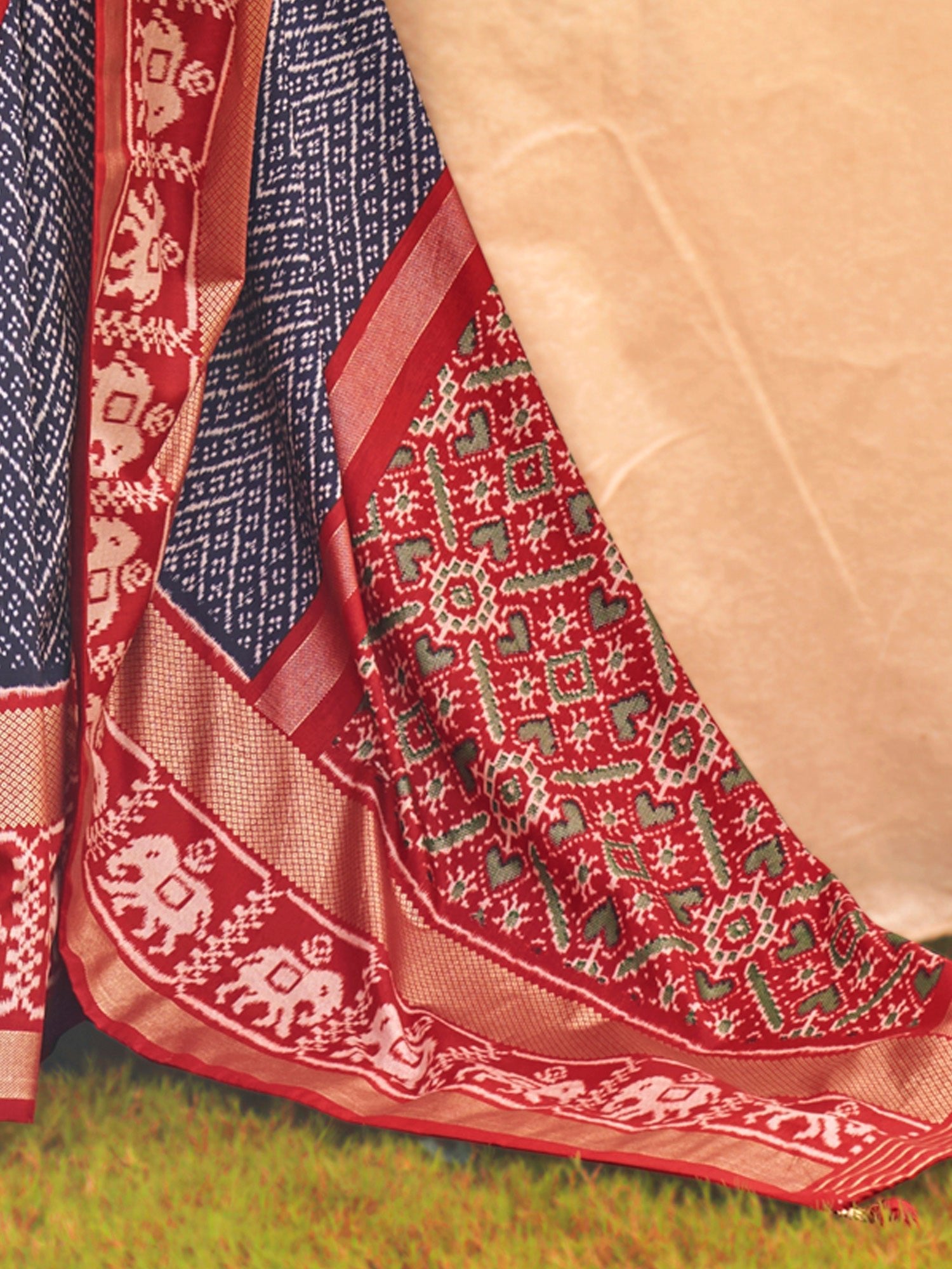 Navy Blue Patola Silk Saree - Ressa