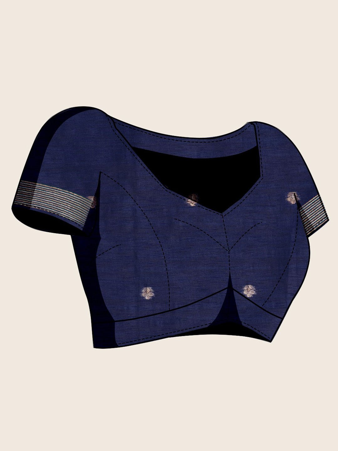 Navy Blue Pure Silk Saree - Ressa