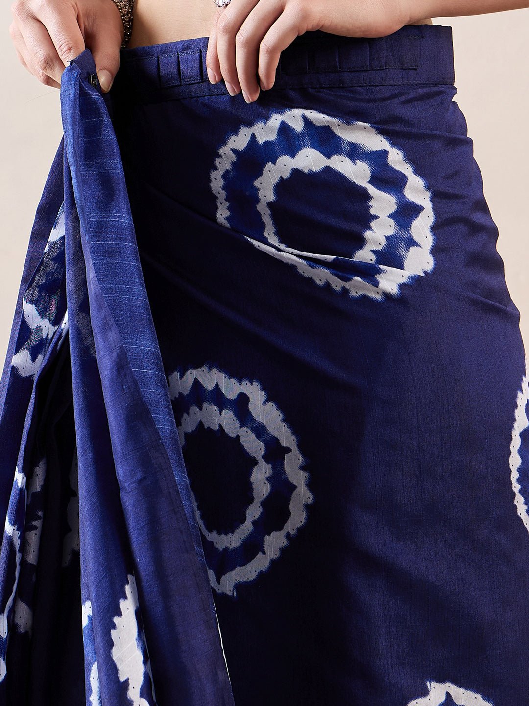 Navy Blue Tie Dye Printed Saree - Ressa