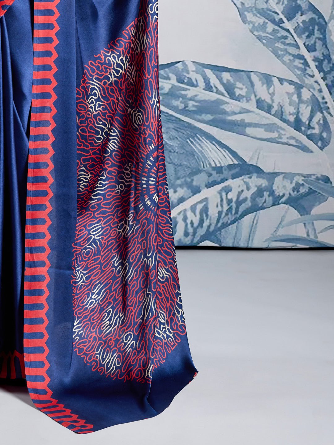 Navy Satin Silk Saree - Ressa
