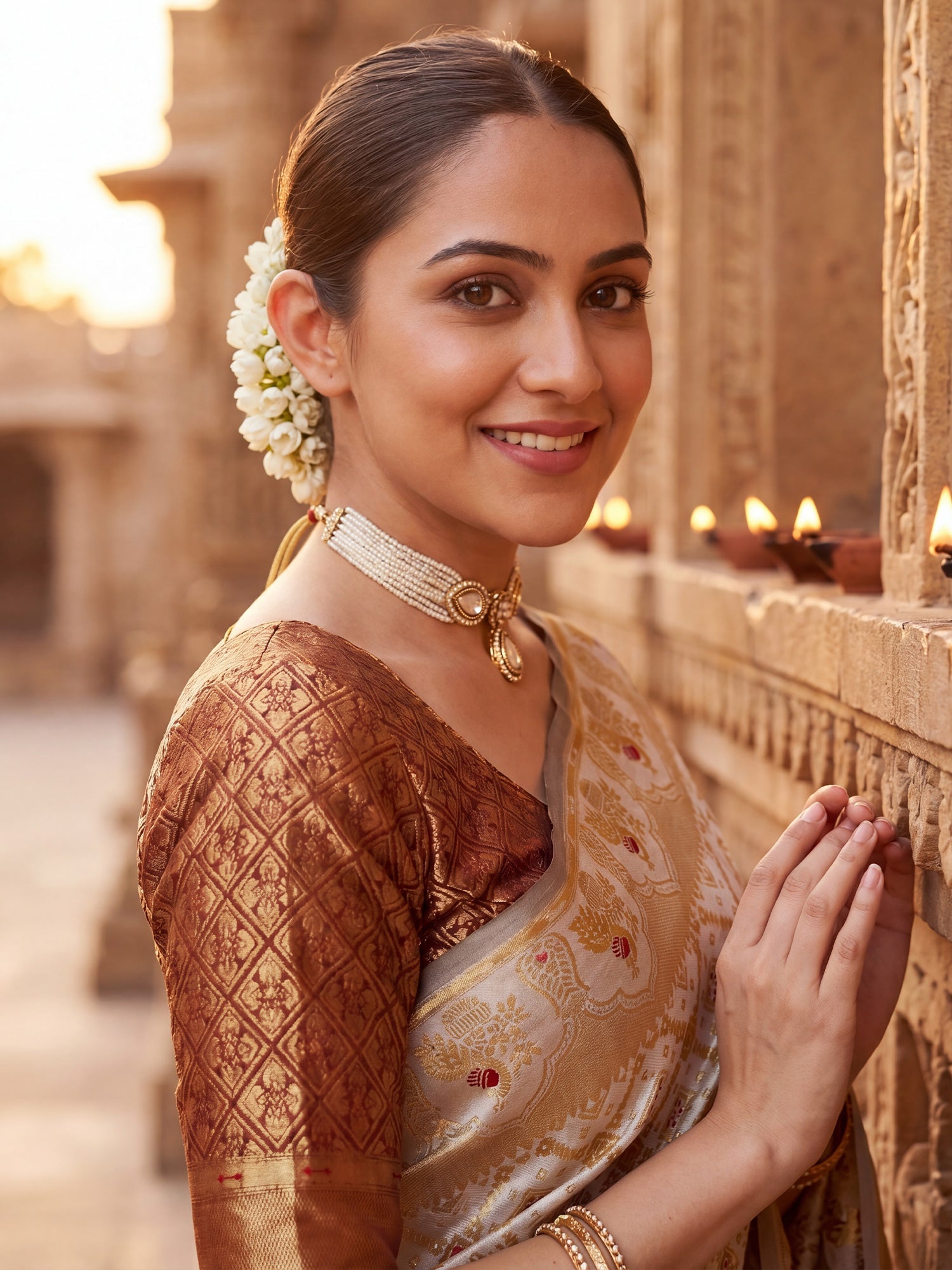 Off-White Banarasi Silk Heritage Zari Weave Saree - Ressa