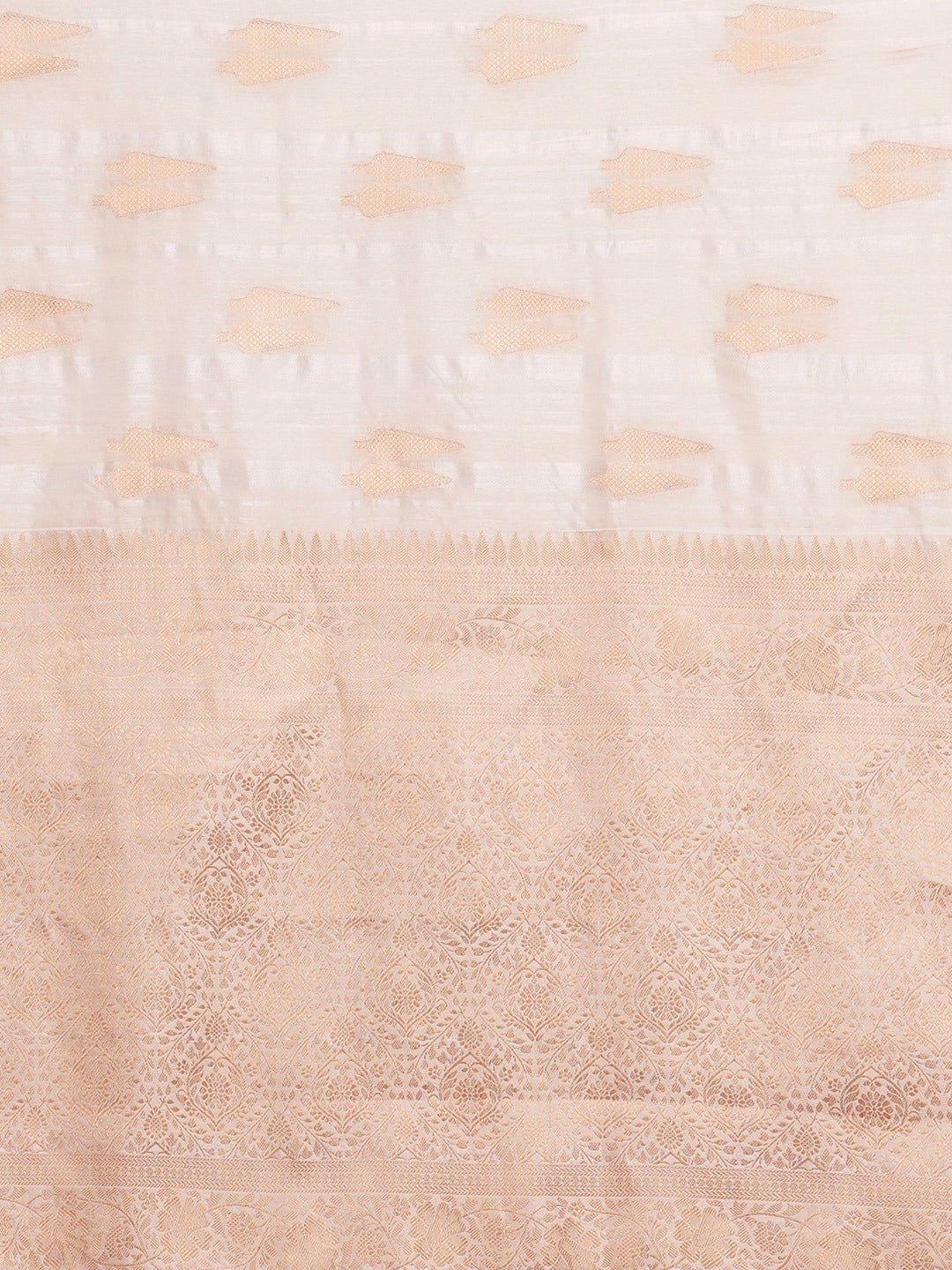 Off-White Cream Banarasi Silk Blend - Ressa
