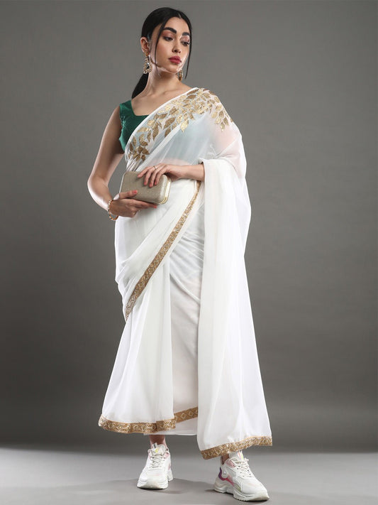 Off-White : Designer Partywear Saree - Ressa
