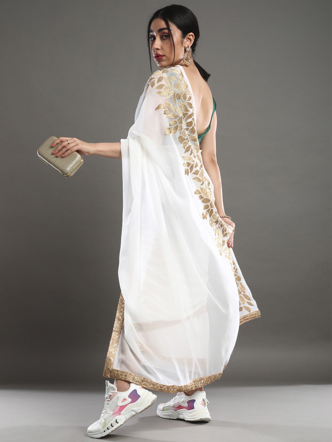 Off-White : Designer Partywear Saree - Ressa