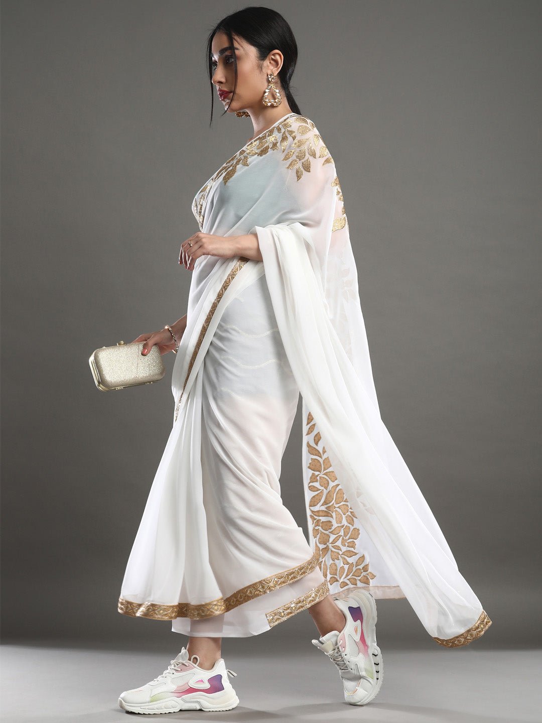 Off-White : Designer Partywear Saree - Ressa