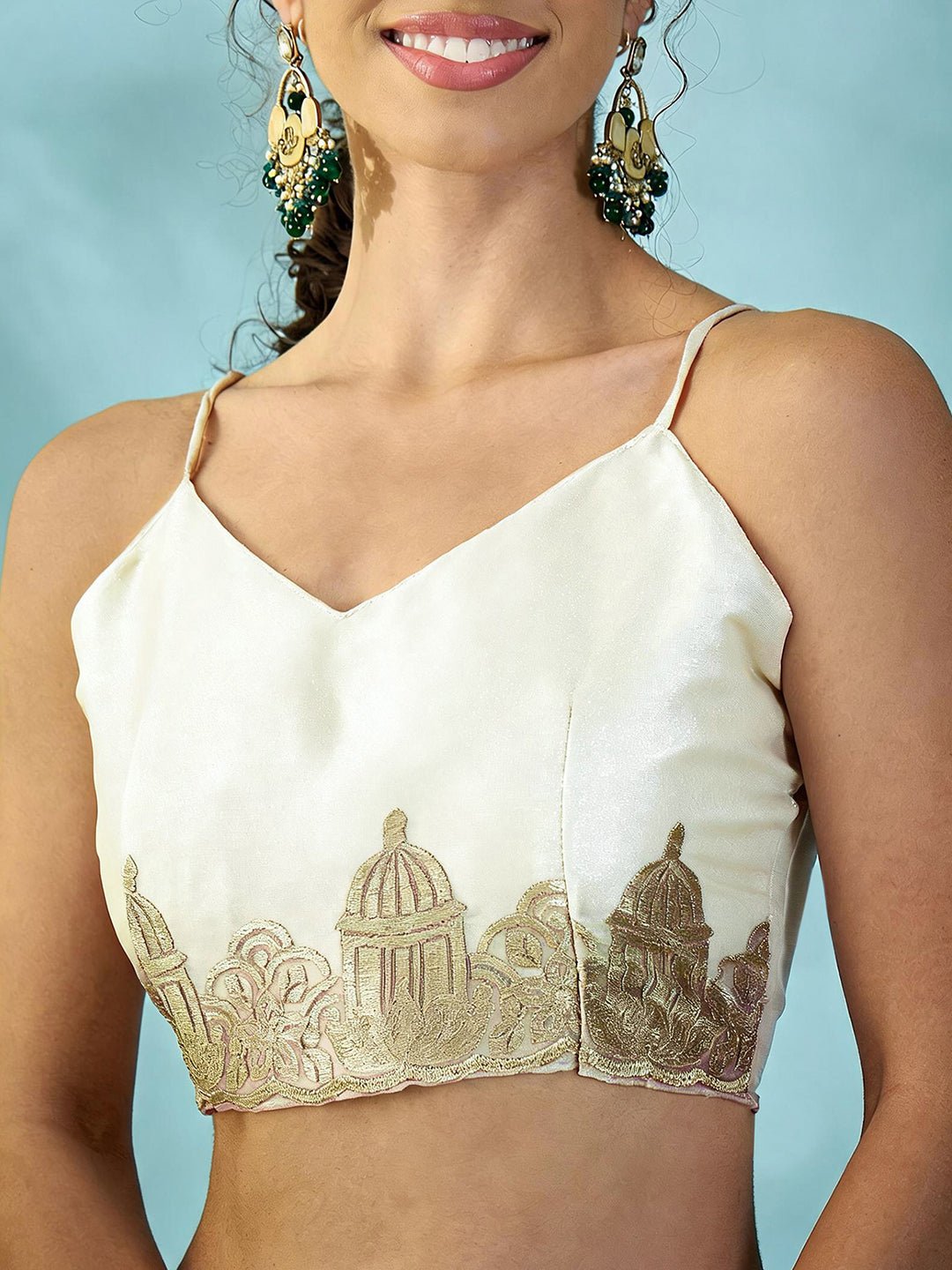Off White Embroidered Party Wear Saree - Ressa