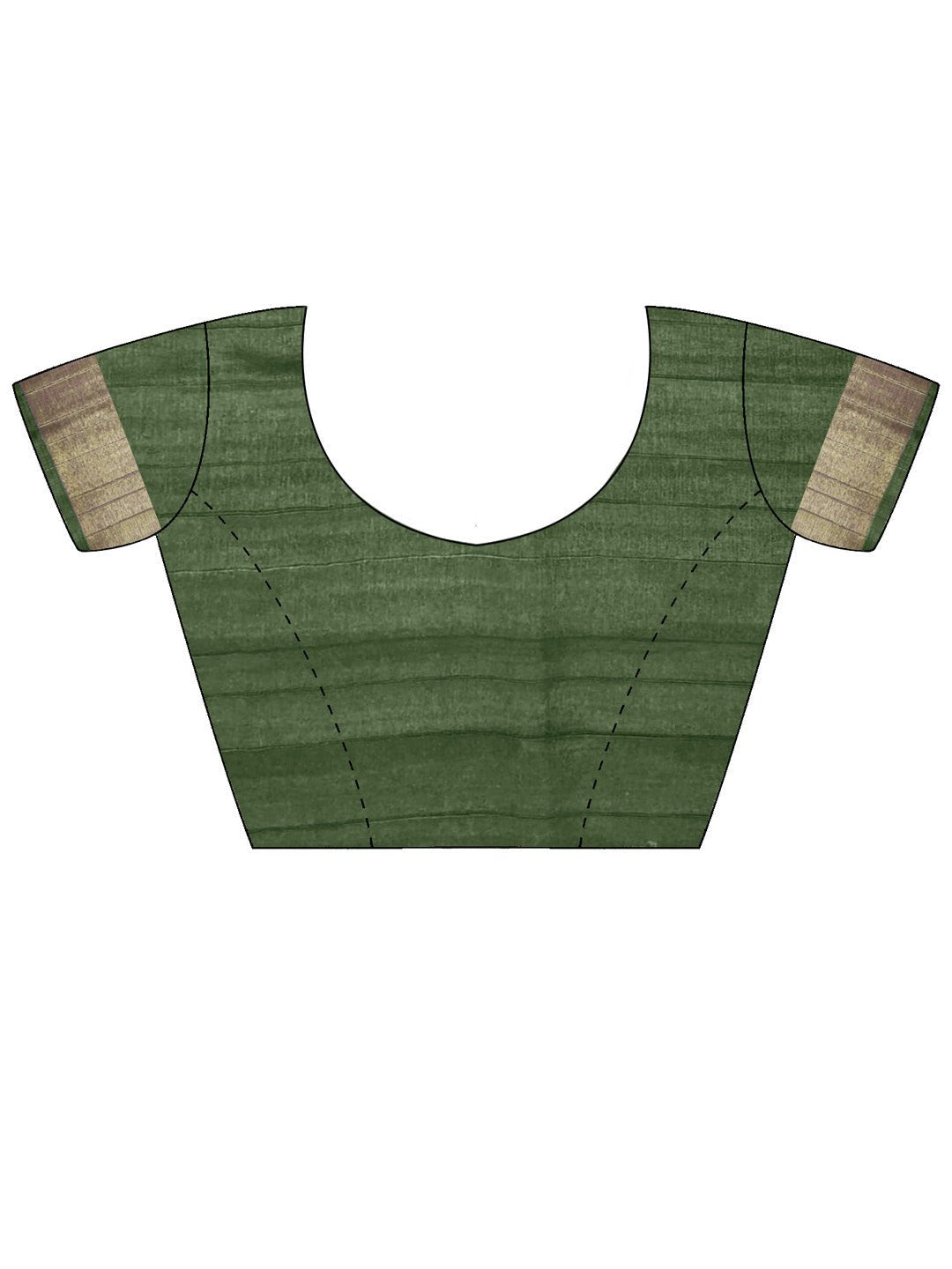 Off-White & Green Block Printed Saree - Ressa