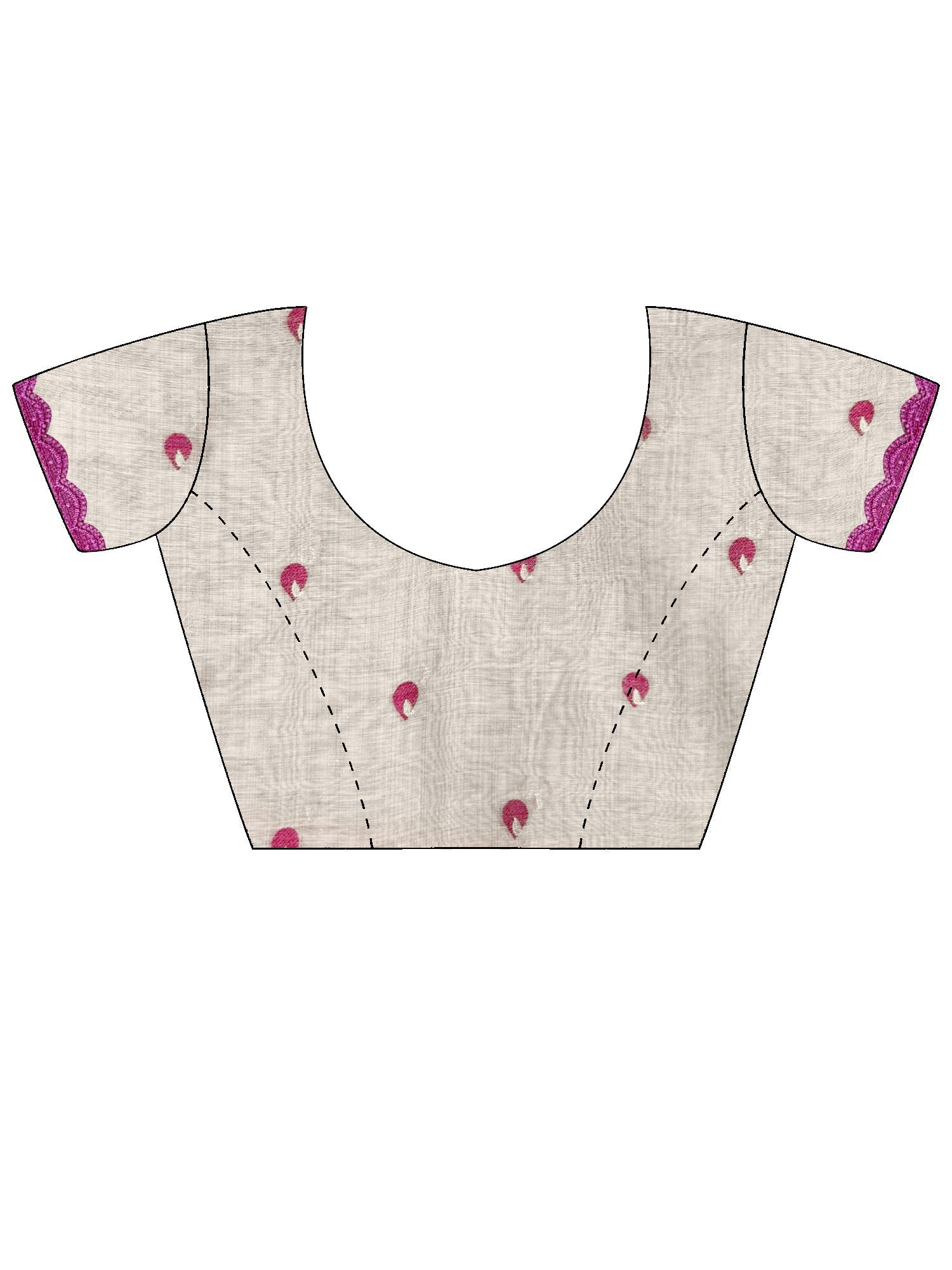 Off-White Handloom Linen Saree with Lotus Embroidery - Ressa
