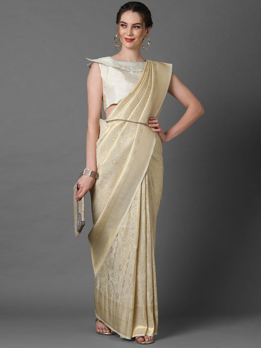 Off-White Kanjivaram Silk Saree - Ressa