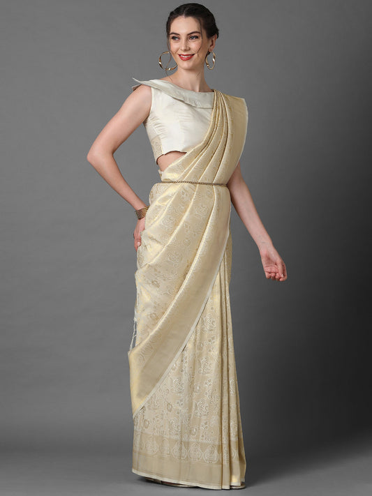 Off-White Kanjivaram Silk Saree - Ressa
