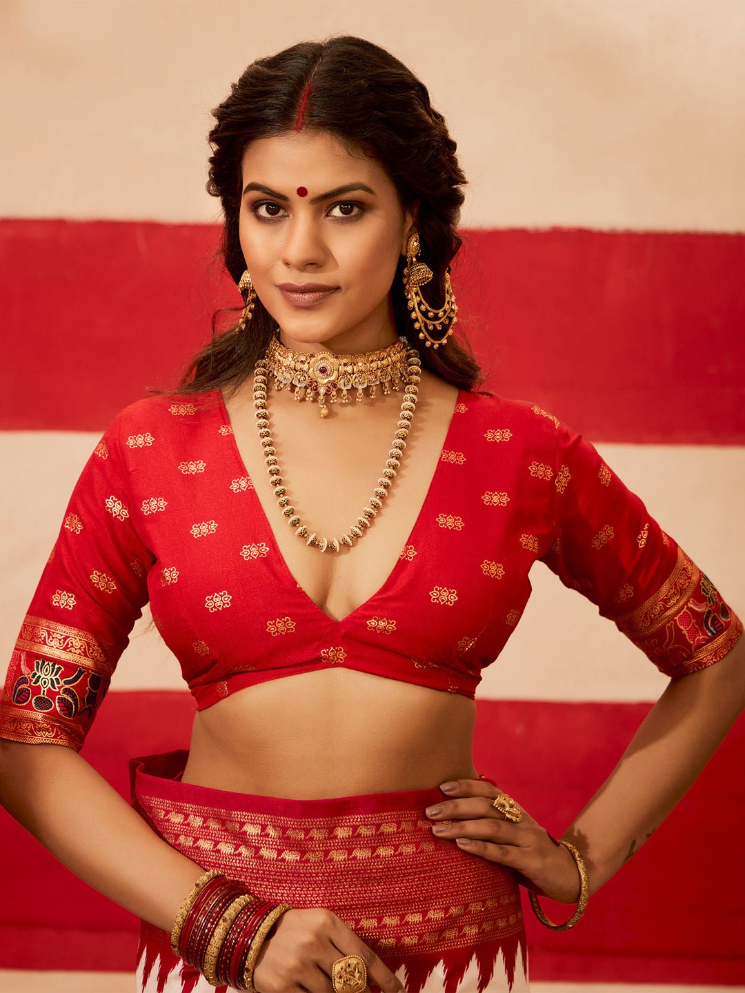 Off-White & Maroon Silk Blend Saree - Ressa