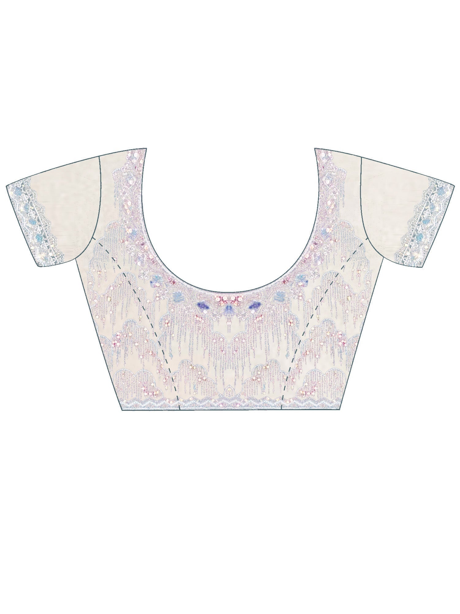 Off-White Net All-Over Sequin Embroidery Saree - Ressa