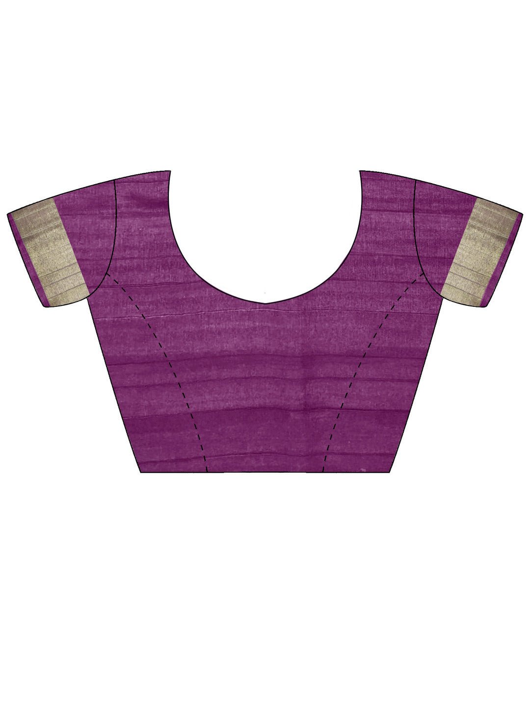 Off-White & Purple Block Printed Saree - Ressa