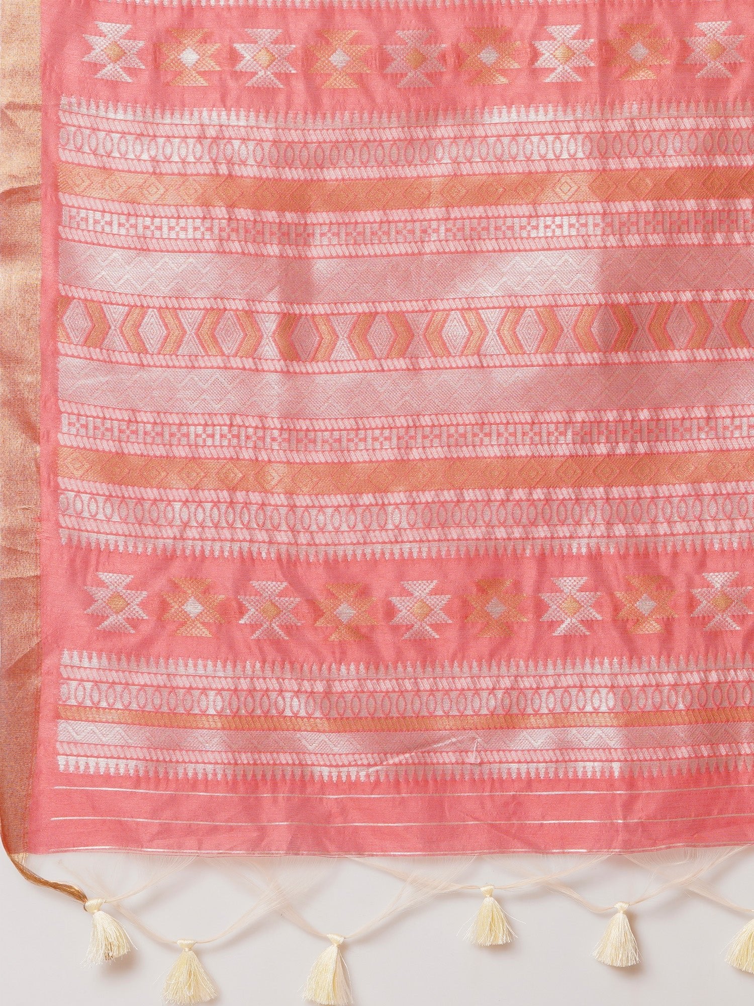 Off White Silk Blend Saree - Ressa