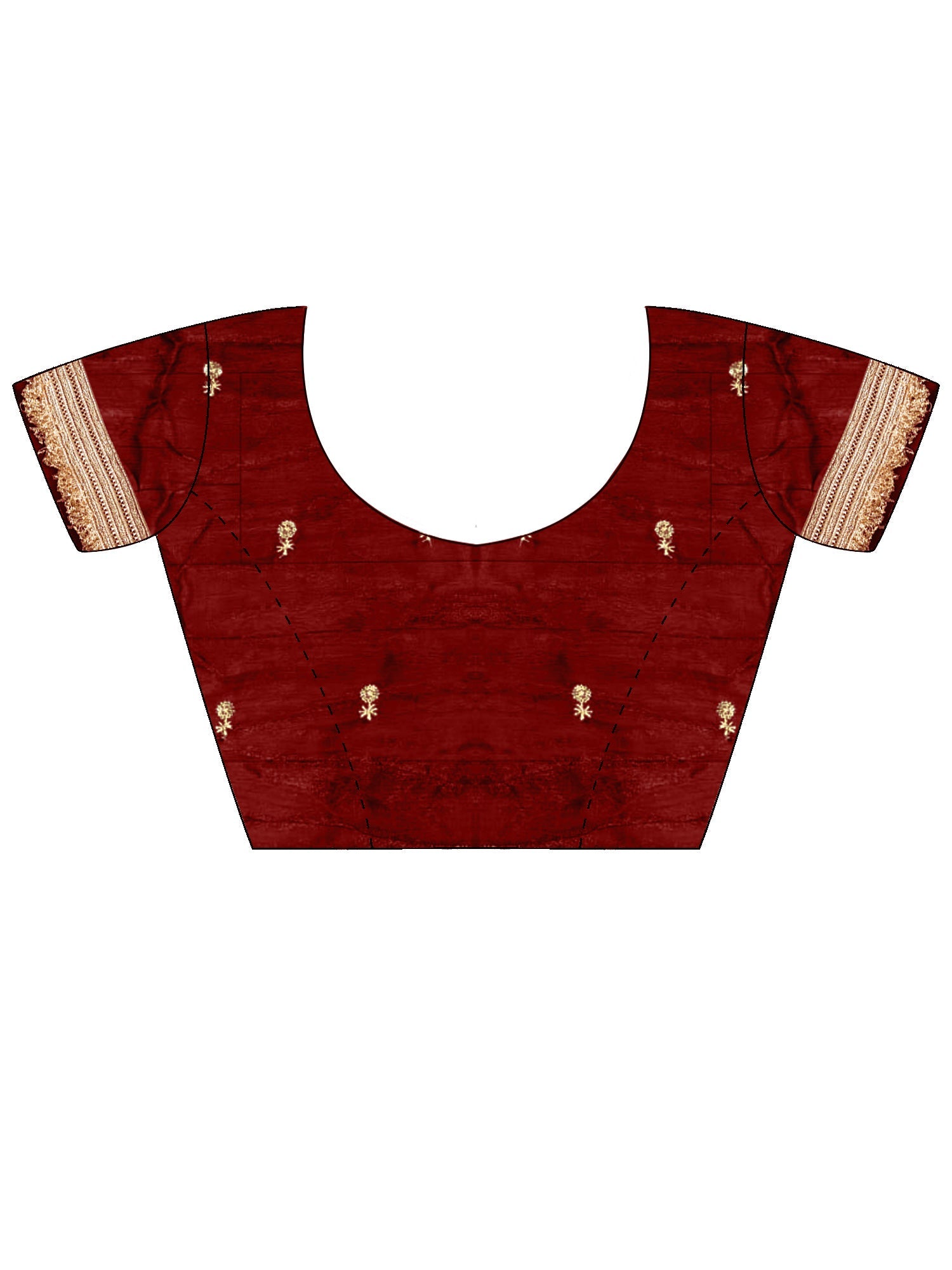 Off-White Tissue Saree with Maroon Blouse - Ressa