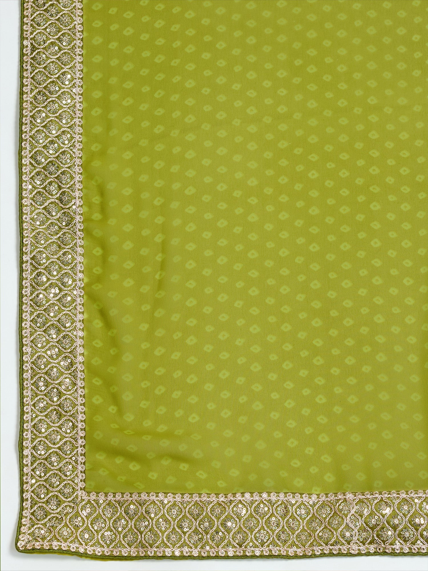 Olive Chartreuse Green Bandhani Georgette Saree - Ressa
